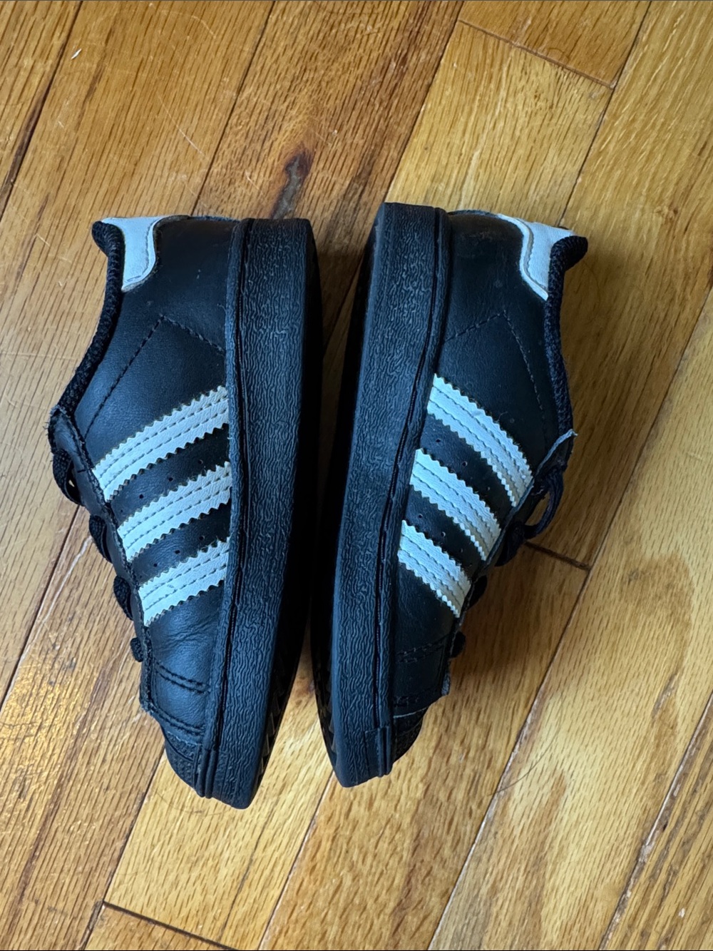 adidas Kids Black Sneakers with White Stripes - Picture 6 of 9